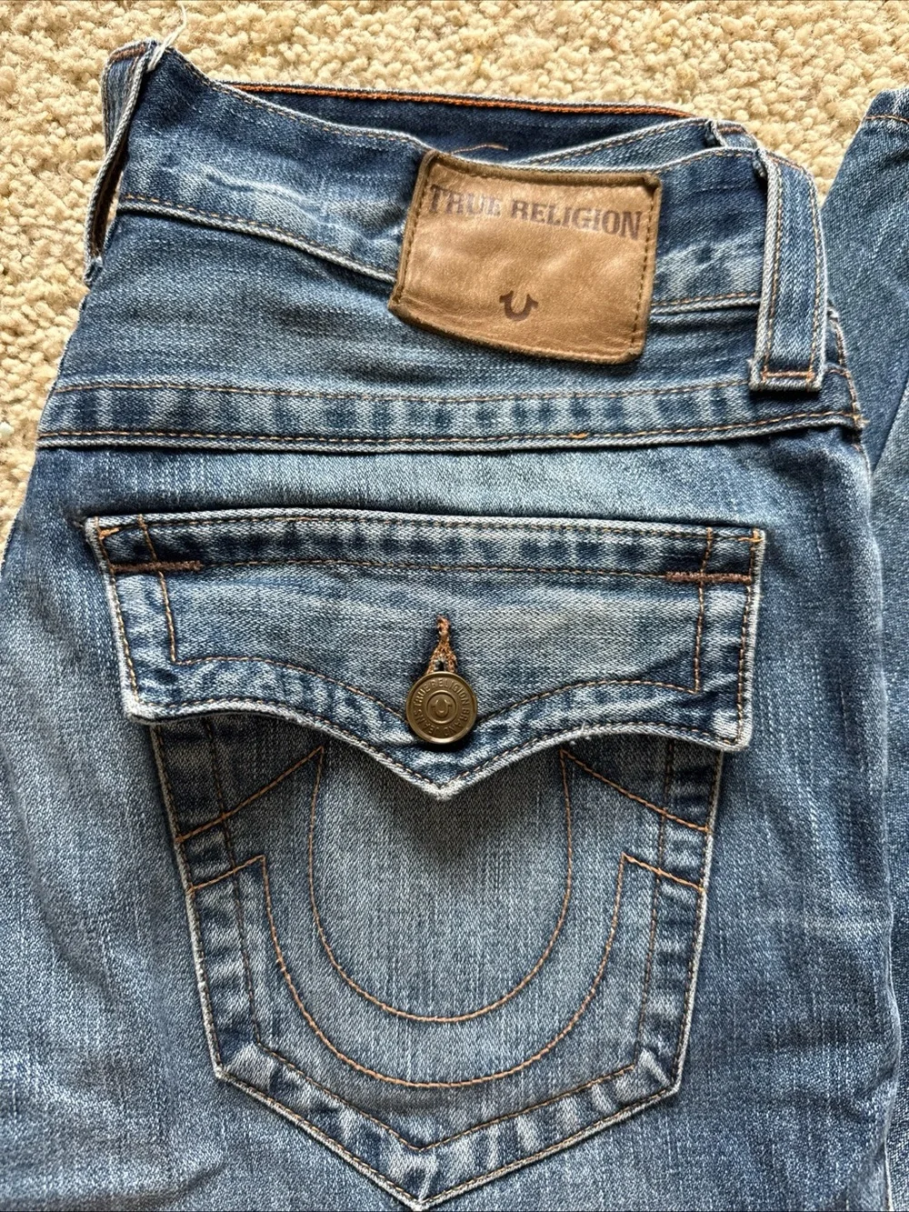 True Religion Ricky Relaxed Straight Jeans Men’s 31 Medium Wash Flap Pocket